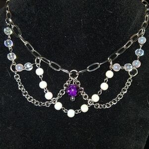 Handmade Silver and Purple Layered Necklace